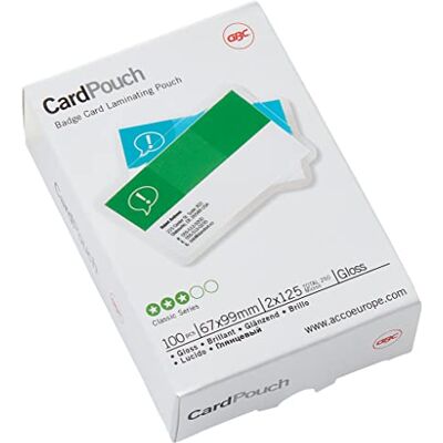 GBC Laminierfolien Kleinformat 67 x 99 mm, 125 mic, Ideal für Ausweise und Namensschilder, Robuste Laminiertaschen im 100er Pack, Glänzend, Transparent, 3743177 GBC Laminierfolien Kleinformat 67 x 99 mm, 125 mic, Ideal für Ausweise und Namensschilder, Robuste Laminiertaschen im 100er Pack, Glänzend, Transparent, 3743177