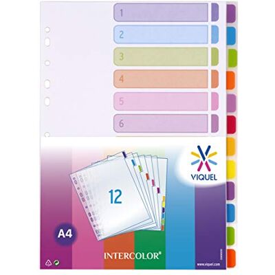 Viquel 12 Stück Trennblätter aus Polypropylen A4 intercolor Viquel 12 Stück Trennblätter aus Polypropylen A4 intercolor
