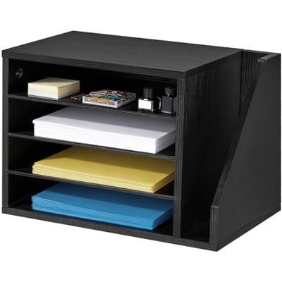 VEVOR Briefablage mit 4 Fächern & Herausnehmbaren Regalböden, Dokumentenablage aus Holz mit Stehsammler, Aktenhalter für Büro Klassenzimmer, Literaturorganizer für Akten Dokumenten Papier, Schwarz VEVOR Briefablage mit 4 Fächern & Herausnehmbaren Regalböden, Dokumentenablage aus Holz mit Stehsammler, Aktenhalter für Büro Klassenzimmer, Literaturorganizer für Akten Dokumenten Papier, Schwarz