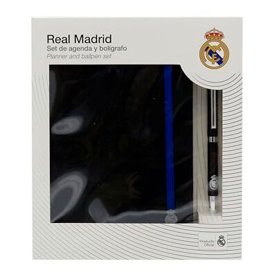 CYPBRANDS Real Madrid Set Terminplaner und Kugelschreiber, Schreibwaren, Geschenkset, Schwarz, offizielles Produkt CYPBRANDS Real Madrid Set Terminplaner und Kugelschreiber, Schreibwaren, Geschenkset, Schwarz, offizielles Produkt