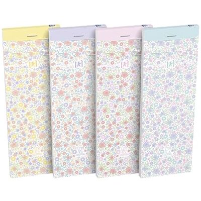 Oxford Shopping-Planer Floral liniert, 120 Seiten, 7,4x21cm, 4 Blumen Designs, 10 Stück Oxford Shopping-Planer Floral liniert, 120 Seiten, 7,4x21cm, 4 Blumen Designs, 10 Stück