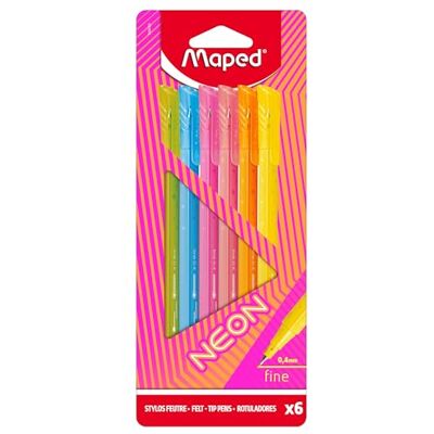 Maped 6x Graph'Peps NEON Fineliner feine Spitze 0,4 mm Set aus 6 Finelinern in NEON-Farben Maped 6x Graph'Peps NEON Fineliner feine Spitze 0,4 mm Set aus 6 Finelinern in NEON-Farben