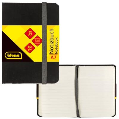 Idena 10033 Notizbuch DIN A7, liniert, Papier cremefarben, 192 Seiten, 80 g/m², Hardcover in Schwarz Idena 10033 Notizbuch DIN A7, liniert, Papier cremefarben, 192 Seiten, 80 g/m², Hardcover in Schwarz