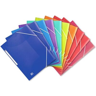 Oxford Eckspannermappe A4, Kunststoff, mit Gummiband, 10 Stück, 8 Farben Rot, Orange, Anis, Ice Mint, Hellblau, Dunkelblau, Lila, Pink Oxford Eckspannermappe A4, Kunststoff, mit Gummiband, 10 Stück, 8 Farben Rot, Orange, Anis, Ice Mint, Hellblau, Dunkelblau, Lila, Pink