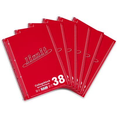 Limit Collegeblock A4, kariert, 80 Blatt, gelocht, rot, 6 Stück Limit Collegeblock A4, kariert, 80 Blatt, gelocht, rot, 6 Stück