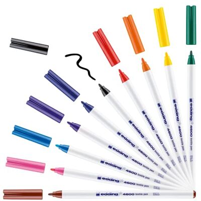 edding 4600 Textilstift 10 Farben im Set (Basic) Rundspitze 1 mm Textilstifte waschmaschinenfest (60 °C) zum Stoff bemalen Stoffmalstift edding 4600 Textilstift 10 Farben im Set (Basic) Rundspitze 1 mm Textilstifte waschmaschinenfest (60 °C) zum Stoff bemalen Stoffmalstift