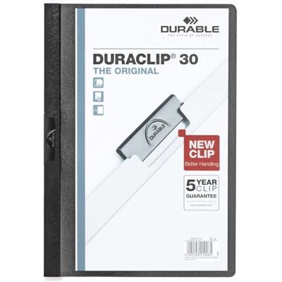 Durable Duraclip Original 30, Klemm-Mappe, A4, 5 Stück, schwarz, 222701 Dokumentenmappe für 1-30 Blatt, Klemmhefter für ungelochtes Papier, Füllhöhe 3 mm, Cliphefter aus Kunststoff, Made in Germany Durable Duraclip Original 30, Klemm-Mappe, A4, 5 Stück, schwarz, 222701 Dokumentenmappe für 1-30 Blatt, Klemmhefter für ungelochtes Papier, Füllhöhe 3 mm, Cliphefter aus Kunststoff, Made in Germany
