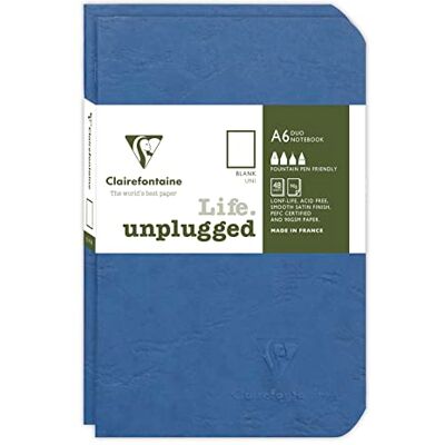 Clairefontaine 734184C Age Bag DUO Set aus 2 Notizheften 9x14cm , geheftet, 48 Blatt 90g, blanko Blau, 1 Set Clairefontaine 734184C Age Bag DUO Set aus 2 Notizheften 9x14cm , geheftet, 48 Blatt 90g, blanko Blau, 1 Set