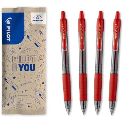 PILOT 4er-Set G2 Plus Gel-Roller-Stifte Nachfüllbar & mit Druckmechanik Ideal für Korrekturen und Lehrer Hervorragender Schreibkomfort Rot Mittlere Spitze PILOT 4er-Set G2 Plus Gel-Roller-Stifte Nachfüllbar & mit Druckmechanik Ideal für Korrekturen und Lehrer Hervorragender Schreibkomfort Rot Mittlere Spitze