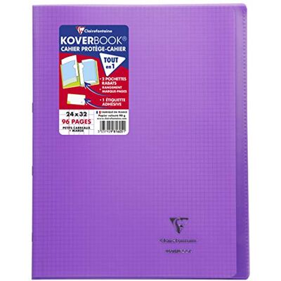 Clairefontaine 981605C Heft / Notizbuch Koverbook, DIN A4+, 24x32 cm, 48 Blatt 90g, kariert mit Rand, Einband aus transparentem Polypropylen, Violett, 1 Stück Clairefontaine 981605C Heft / Notizbuch Koverbook, DIN A4+, 24x32 cm, 48 Blatt 90g, kariert mit Rand, Einband aus transparentem Polypropylen, Violett, 1 Stück