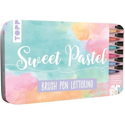 TOPP Designdose Brush Pen Lettering Sweet Pastel 14-teilig für Papier und Karton Fineliner Stift Marker Highlights Set, Gelb, Orange, Rosa, Hellgrün, Hellblau, Grau TOPP Designdose Brush Pen Lettering Sweet Pastel 14-teilig für Papier und Karton Fineliner Stift Marker Highlights Set, Gelb, Orange, Rosa, Hellgrün, Hellblau, Grau
