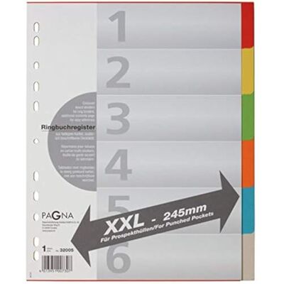 Pagna 32005-20 Register, A4, XXL, 6-teilig, 6-farbig Pagna 32005-20 Register, A4, XXL, 6-teilig, 6-farbig