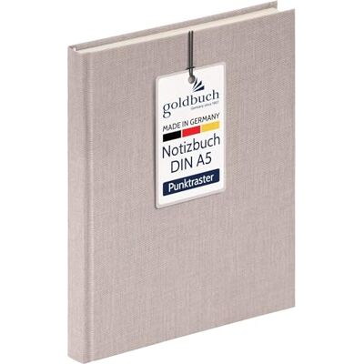 goldbuch 64 0103 Leinen Notizbuch Summertime Note A5, Bullet Journal mit 200 Seiten dotted creme Papier 100g/m², säurefrei & tintenecht, Hardcover Notizheft mit Lesezeichen & Fadenheftung, Beige goldbuch 64 0103 Leinen Notizbuch Summertime Note A5, Bullet Journal mit 200 Seiten dotted creme Papier 100g/m², säurefrei & tintenecht, Hardcover Notizheft mit Lesezeichen & Fadenheftung, Beige