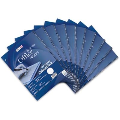 LANDRÉ Linkshänder-Collegeblock A4 liniert, 80 Blatt, gelocht, blau, 10 Stück LANDRÉ Linkshänder-Collegeblock A4 liniert, 80 Blatt, gelocht, blau, 10 Stück