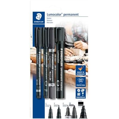 Staedtler Lumocolor 60 BK permanent marker Set mit unterschiedlichen Spitzen, 4 Stück auf Blisterkarte, Weiß, 1 Stück (1er Pack) Staedtler Lumocolor 60 BK permanent marker Set mit unterschiedlichen Spitzen, 4 Stück auf Blisterkarte, Weiß, 1 Stück (1er Pack)