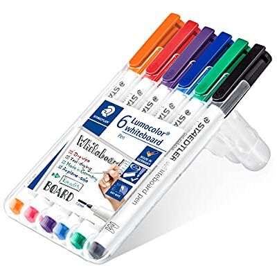 Staedtler Lumocolor 301 Whiteboard Marker – 6er-Set, 1,0 mm Abwischbare Folienstifte, sortiert – 8 h offen ohne Eintrocknen – Art.-Nr. 301 WP6 Staedtler Lumocolor 301 Whiteboard Marker – 6er-Set, 1,0 mm Abwischbare Folienstifte, sortiert – 8 h offen ohne Eintrocknen – Art.-Nr. 301 WP6
