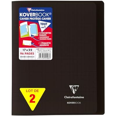 Clairefontaine 951407C Lot de 2 Cahiers Agrafés Koverbook Gris 17x22 cm 96 Pages Grands Carreaux Papier Blanc 90 g Couverture Polypro Clairefontaine 951407C Lot de 2 Cahiers Agrafés Koverbook Gris 17x22 cm 96 Pages Grands Carreaux Papier Blanc 90 g Couverture Polypro