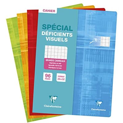 Clairefontaine 63396C Heft DIN A4+, 24 x 32cm, ideal für Sehbehinderte, schwarze Lineatur 2,5mm 10x10, französische Lineatur, 1 Stück, farbg sortiert Clairefontaine 63396C Heft DIN A4+, 24 x 32cm, ideal für Sehbehinderte, schwarze Lineatur 2,5mm 10x10, französische Lineatur, 1 Stück, farbg sortiert