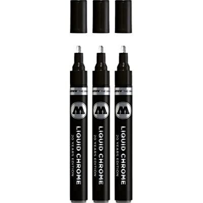 Molotow Liquid Chrome Marker 4,0 mm (Metallic Stift mit Spezialtinte mit echtem Spiegeleffekt für Modellbau, Graffiti & Hobby) 3 Stück chrom Molotow Liquid Chrome Marker 4,0 mm (Metallic Stift mit Spezialtinte mit echtem Spiegeleffekt für Modellbau, Graffiti & Hobby) 3 Stück chrom