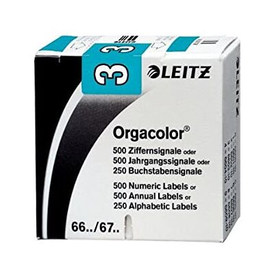Leitz 66031000 Orgacolor Ziffernsignal 3, 500 Stück, blau Leitz 66031000 Orgacolor Ziffernsignal 3, 500 Stück, blau