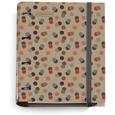 Miquelrius Recycelter Ordner, A4, Ringbuch mit 4 Ringen + Nachfüllung 100 Blatt 80 g/m² mit 5 mm Raster, Gummizugverschluss, Eco Confetti Miquelrius Recycelter Ordner, A4, Ringbuch mit 4 Ringen + Nachfüllung 100 Blatt 80 g/m² mit 5 mm Raster, Gummizugverschluss, Eco Confetti