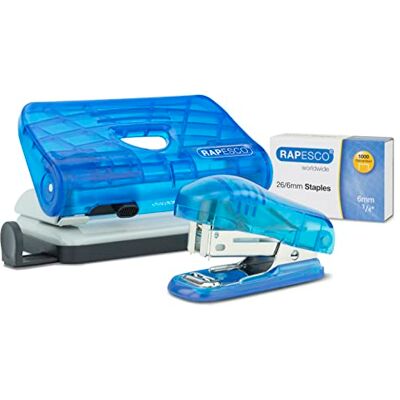 Rapesco 1719 Bug Heftgerät, 810-P 2- Locher Set, 1000 26/6 mm Heftklammern Set, Transparent Blau Rapesco 1719 Bug Heftgerät, 810-P 2- Locher Set, 1000 26/6 mm Heftklammern Set, Transparent Blau