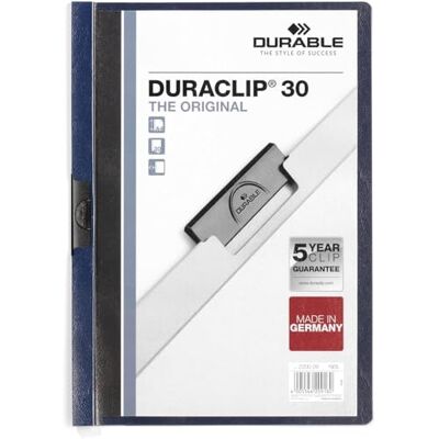 Durable Duraclip Original 30,Klemm-Mappe, A4, 25 Stück, nachtblau, 220028 Dokumentenmappe für 1-30 Blatt, Klemmhefter für ungelochtes Papier, Füllhöhe 3 mm, Cliphefter aus Kunststoff, Made in Germany Durable Duraclip Original 30,Klemm-Mappe, A4, 25 Stück, nachtblau, 220028 Dokumentenmappe für 1-30 Blatt, Klemmhefter für ungelochtes Papier, Füllhöhe 3 mm, Cliphefter aus Kunststoff, Made in Germany