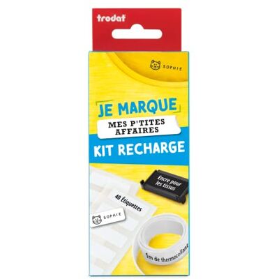 Trodat Nachfüllset für Stempel "Je marque mes P'tites Affaires", zum Markieren von Kindern, schwarze Stempelkissen + Etiketten + Bügelband – ideal zum Markieren von Kleidung Trodat Nachfüllset für Stempel "Je marque mes P'tites Affaires", zum Markieren von Kindern, schwarze Stempelkissen + Etiketten + Bügelband – ideal zum Markieren von Kleidung