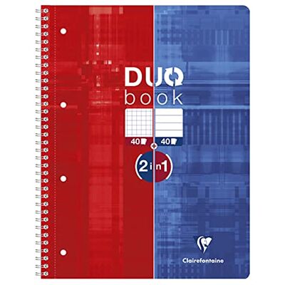Clairefontaine 82526C Collegeblock (9 x 14 cm, Duo, 40 Blatt kariert und 40 Blatt liniert) 1 Stück rot/blau Clairefontaine 82526C Collegeblock (9 x 14 cm, Duo, 40 Blatt kariert und 40 Blatt liniert) 1 Stück rot/blau