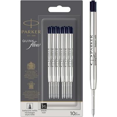 Parker Kugelschreiberminen mittlere Spitze schwarze QUINKflow Tinte 10 Ersatzminen für Kugelschreiber Parker Kugelschreiberminen mittlere Spitze schwarze QUINKflow Tinte 10 Ersatzminen für Kugelschreiber