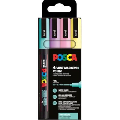 POSCA 186542 Marker Set, 4 Acrylstifte PC-3M, Permanent Marker 0,9 1,3 mm Rundspitze POSCA 186542 Marker Set, 4 Acrylstifte PC-3M, Permanent Marker 0,9 1,3 mm Rundspitze