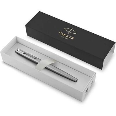 Parker Jotter Füller Edelstahlschaft mit Chromzierteilen Füllfederhalter mit mittlerer Feder Schulsachen und bürobedarf blaue Tinte Geschenkbox Parker Jotter Füller Edelstahlschaft mit Chromzierteilen Füllfederhalter mit mittlerer Feder Schulsachen und bürobedarf blaue Tinte Geschenkbox