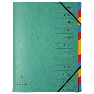 Exacompta 54120E Premium Ordnungsmappe aus extra starkem Colorspan-Karton DIN A4 12 vollfarbige bunte Fächer mit Organisationsdruck Ringmappe Register-Mappe 1 Stück Zufallsfarbe Exacompta 54120E Premium Ordnungsmappe aus extra starkem Colorspan-Karton DIN A4 12 vollfarbige bunte Fächer mit Organisationsdruck Ringmappe Register-Mappe 1 Stück Zufallsfarbe
