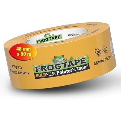 FROGTAPE GoldPlus Ruban de Masquage Washi 48mm x 50m, Adhésif de Peintre Intérieur et Extérieur, Enlèvement Sans Résidus 60 Jours, Scotch Peinture pour Bords Nets, Résistant UV FROGTAPE GoldPlus Ruban de Masquage Washi 48mm x 50m, Adhésif de Peintre Intérieur et Extérieur, Enlèvement Sans Résidus 60 Jours, Scotch Peinture pour Bords Nets, Résistant UV