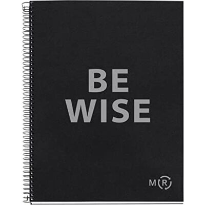 Miquelrius Notizbuch Be Eco A4, 80 Blatt 90 g/m², 7 mm horizontale Linien, 1 Farbstreifen, fester Einband, Nachrichten, Anthrazit Miquelrius Notizbuch Be Eco A4, 80 Blatt 90 g/m², 7 mm horizontale Linien, 1 Farbstreifen, fester Einband, Nachrichten, Anthrazit