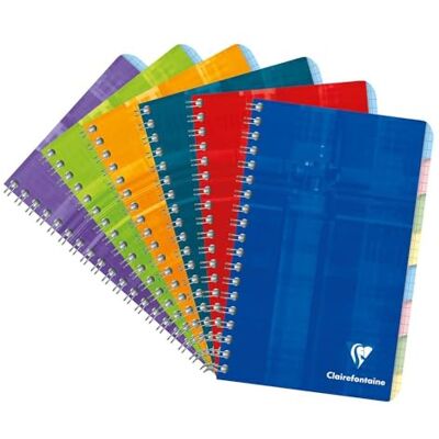 Clairefontaine 8809C Registerbuch, blanko, Taben Spirale kariert, 11 x 17 cm, 48 Blatt, farblich sortiert Clairefontaine 8809C Registerbuch, blanko, Taben Spirale kariert, 11 x 17 cm, 48 Blatt, farblich sortiert