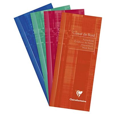 Clairefontaine 3529C Klassenheft für Lehrer für die Notenübersicht der Schüler, 8,5x20 cm, 16 Blatt 110g, farbig sortiert, 1 Stück Clairefontaine 3529C Klassenheft für Lehrer für die Notenübersicht der Schüler, 8,5x20 cm, 16 Blatt 110g, farbig sortiert, 1 Stück