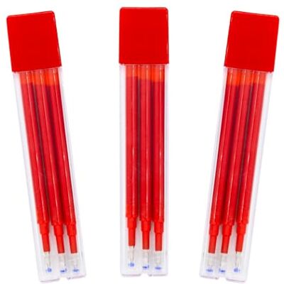 RAYLU PAPER ® Ersatzmine für einziehbare löschbare Kugelschreiber, Geltinte, 1 mm Spitze und 0,7 mm Strichstärke, 3 Nachfüllpackungen, Rot (9 Stück) RAYLU PAPER ® Ersatzmine für einziehbare löschbare Kugelschreiber, Geltinte, 1 mm Spitze und 0,7 mm Strichstärke, 3 Nachfüllpackungen, Rot (9 Stück)