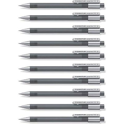 Staedtler 777 05-8 Druckbleistift graphite gefüllt mit B-Minen, Minendurchmesser 0,5 mm, Schaftfarbe: grau, 10 Stück im Kartonetui Staedtler 777 05-8 Druckbleistift graphite gefüllt mit B-Minen, Minendurchmesser 0,5 mm, Schaftfarbe: grau, 10 Stück im Kartonetui