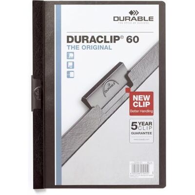 Durable Duraclip Original 60, Klemm-Mappe, A4, 5 Stück, schwarz, 223801 Dokumentenmappe für 1-60 Blatt, Klemmhefter für ungelochtes Papier, Füllhöhe 6 mm, Cliphefter aus Kunststoff, Made in Germany Durable Duraclip Original 60, Klemm-Mappe, A4, 5 Stück, schwarz, 223801 Dokumentenmappe für 1-60 Blatt, Klemmhefter für ungelochtes Papier, Füllhöhe 6 mm, Cliphefter aus Kunststoff, Made in Germany