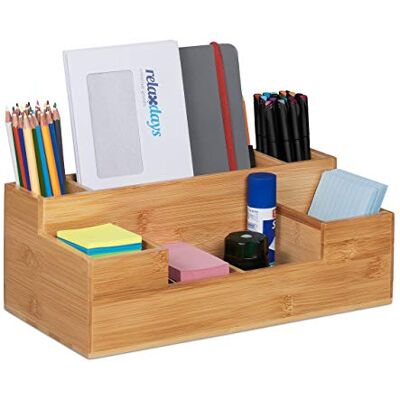 Relaxdays Schreibtisch Organizer, 7 Fächer, Bambus-Organizer, Büro, Küche, Bad, Tischorganizer HBT 11x30x15cm, Natur Relaxdays Schreibtisch Organizer, 7 Fächer, Bambus-Organizer, Büro, Küche, Bad, Tischorganizer HBT 11x30x15cm, Natur