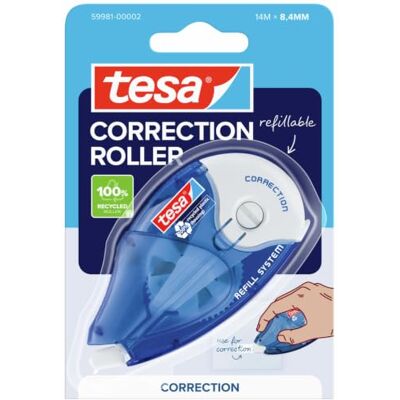 tesa CORRECTION ROLLER Korrekturroller Blau 14m x 8,4mm Präzises Korrekturband sofort überschreibbar nachfüllbar und lösemittelfrei für Büro und Zuhause saubere Korrekturen tesa CORRECTION ROLLER Korrekturroller Blau 14m x 8,4mm Präzises Korrekturband sofort überschreibbar nachfüllbar und lösemittelfrei für Büro und Zuhause saubere Korrekturen