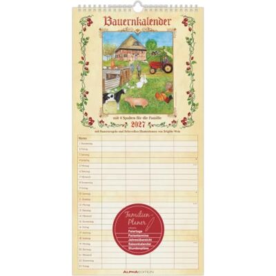 Alpha Bauernkalender Familienplaner 2027: Familienkalender 22x45 cm mit 4 Spalten, Bauernweisheiten, Wetterregeln, 100-jährigem Kalender & Schulferien Alpha Bauernkalender Familienplaner 2027: Familienkalender 22x45 cm mit 4 Spalten, Bauernweisheiten, Wetterregeln, 100-jährigem Kalender & Schulferien