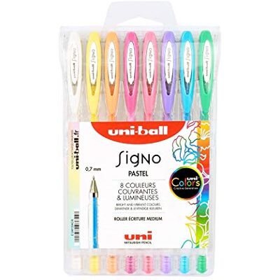 uni-ball Mitsubishi Pencil – 8 Gel-Inlineskate – Signo – Pastellfarben – Spitze 0,7 mm – Medium-Schrift – Fantasie-Inlineskate für kreative Freizeit und Karten uni-ball Mitsubishi Pencil – 8 Gel-Inlineskate – Signo – Pastellfarben – Spitze 0,7 mm – Medium-Schrift – Fantasie-Inlineskate für kreative Freizeit und Karten