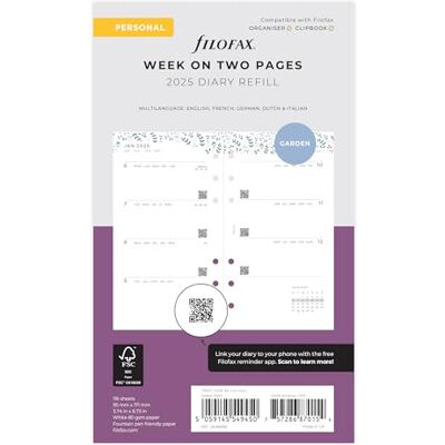 Filofax Personal Garden WTV Illustrated Diary Refill Pack 2025 Filofax Personal Garden WTV Illustrated Diary Refill Pack 2025