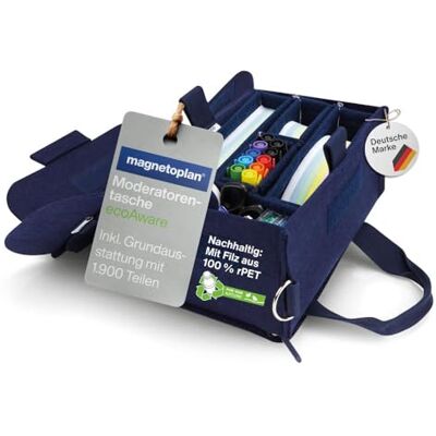 magnetoplan Moderatorentasche, Filz Blau Inkl. 1900 Teile Gut sortiert Hochwertige Tasche prall gefüllt l Für Schulung + Seminar Mit herausnehmbaren Ordnungsboxen HxBxT 290x180x145mm magnetoplan Moderatorentasche, Filz Blau Inkl. 1900 Teile Gut sortiert Hochwertige Tasche prall gefüllt l Für Schulung + Seminar Mit herausnehmbaren Ordnungsboxen HxBxT 290x180x145mm