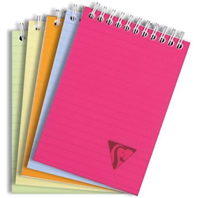 Clairefontaine 328656C Schreibblock / Notizblock Linicolor Fresh mit kopfseitiger Doppelspirale DIN A6, 10,5x14,8 cm, 80 Blatt 90g liniert, abtrennbar, Einband aus PP, farbig sortiert, 1 Stück Clairefontaine 328656C Schreibblock / Notizblock Linicolor Fresh mit kopfseitiger Doppelspirale DIN A6, 10,5x14,8 cm, 80 Blatt 90g liniert, abtrennbar, Einband aus PP, farbig sortiert, 1 Stück