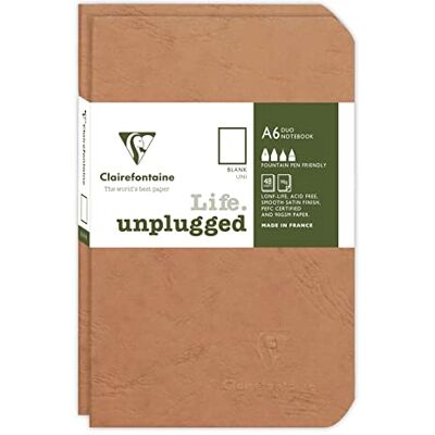 Clairefontaine 734186C Age Bag DUO Set aus 2 Notizheften 9x14cm , geheftet, 48 Blatt 90g, blanko Braun, 1 Set Clairefontaine 734186C Age Bag DUO Set aus 2 Notizheften 9x14cm , geheftet, 48 Blatt 90g, blanko Braun, 1 Set