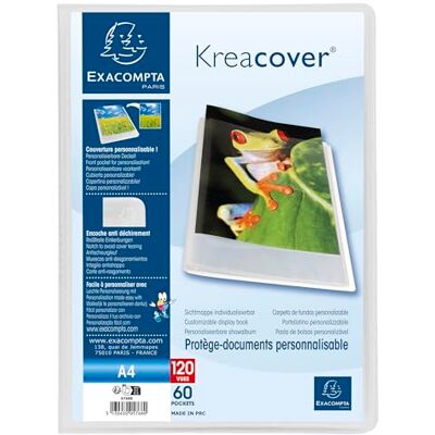 Exacompta 5768E Kreacover Chromaline Dokumentenmappe, 60 Hüllen aus glattem Kristall, 120 Seiten, für A4, Maße: 24 x 32 cm, Einband aus halbstarrem Polypro, farblos Exacompta 5768E Kreacover Chromaline Dokumentenmappe, 60 Hüllen aus glattem Kristall, 120 Seiten, für A4, Maße: 24 x 32 cm, Einband aus halbstarrem Polypro, farblos
