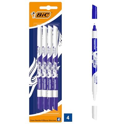 BIC Tintenkiller, 4 Stück, Tintenlöscher schmierfest, Ideal für das Büro, das Home Office oder die Schule BIC Tintenkiller, 4 Stück, Tintenlöscher schmierfest, Ideal für das Büro, das Home Office oder die Schule